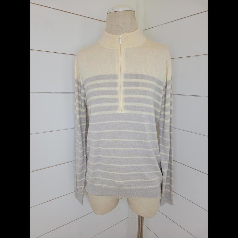 PETER MILLAR large cream & grey merino wool sweater